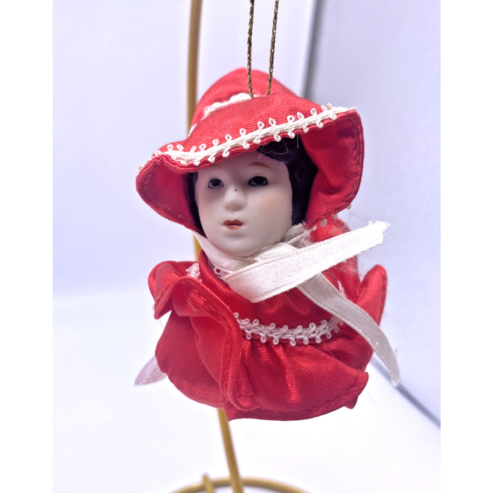 Victorian Lady Christmas Caroler Christmas Ornament Red Hat 1900s Style by Russ